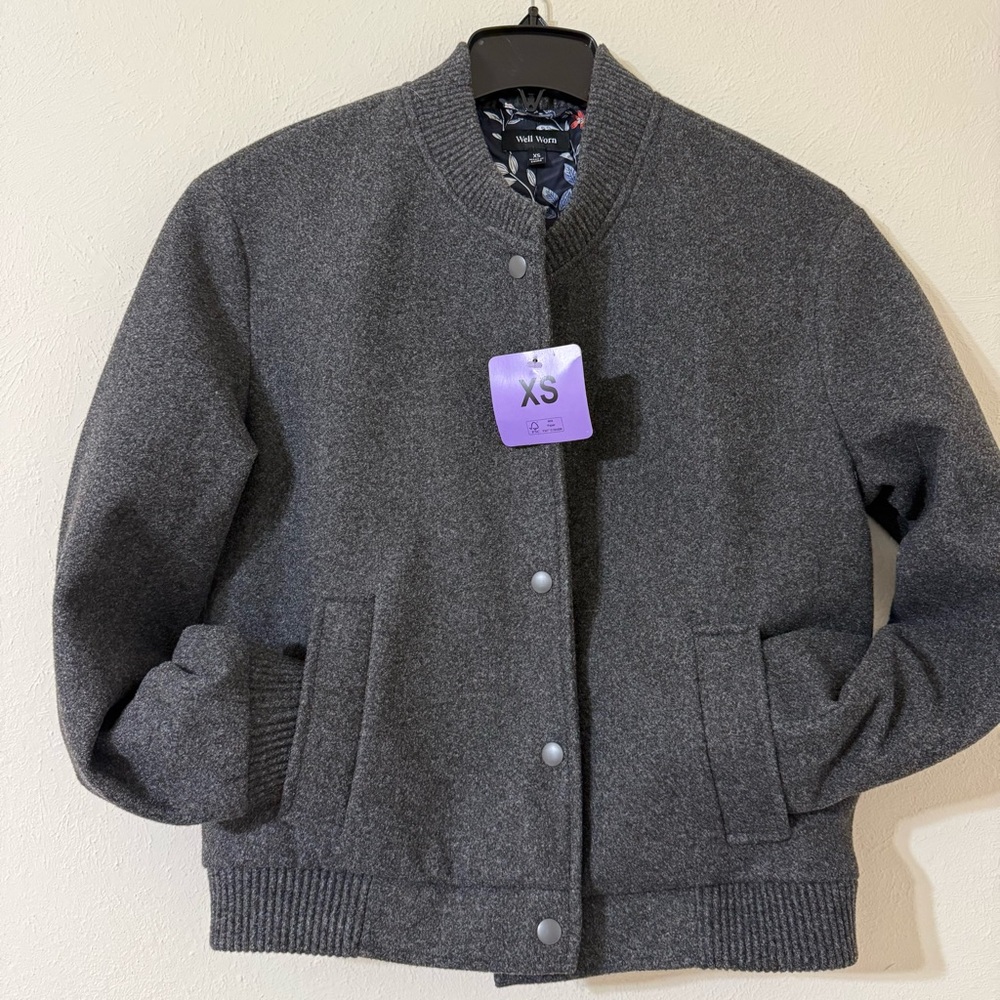 Well Worn Bomber Jacket in Gray/ XS